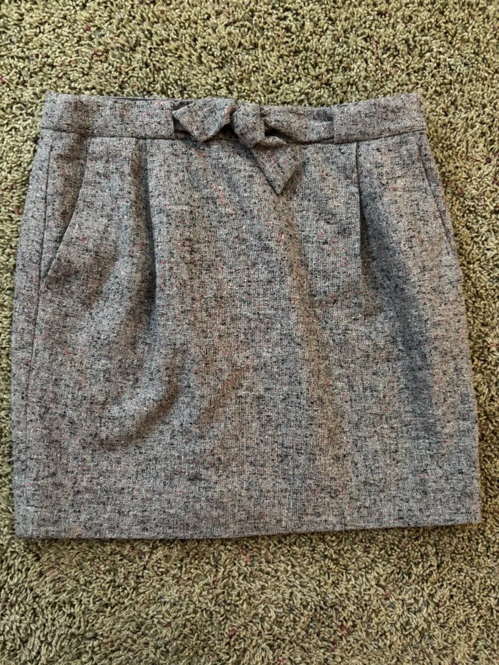 J. Crew Wool Tweed Mini Skirt with Front Tie Bow - Women's Size 4